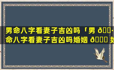 男命八字看妻子吉凶吗「男 🌷 命八字看妻子吉凶吗婚姻 🐕 如何」